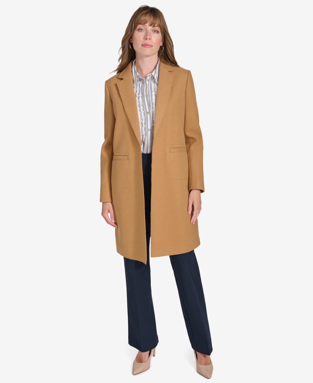 Tommy Hilfiger Women's Fleece Notch-Collar Open-Front Topper