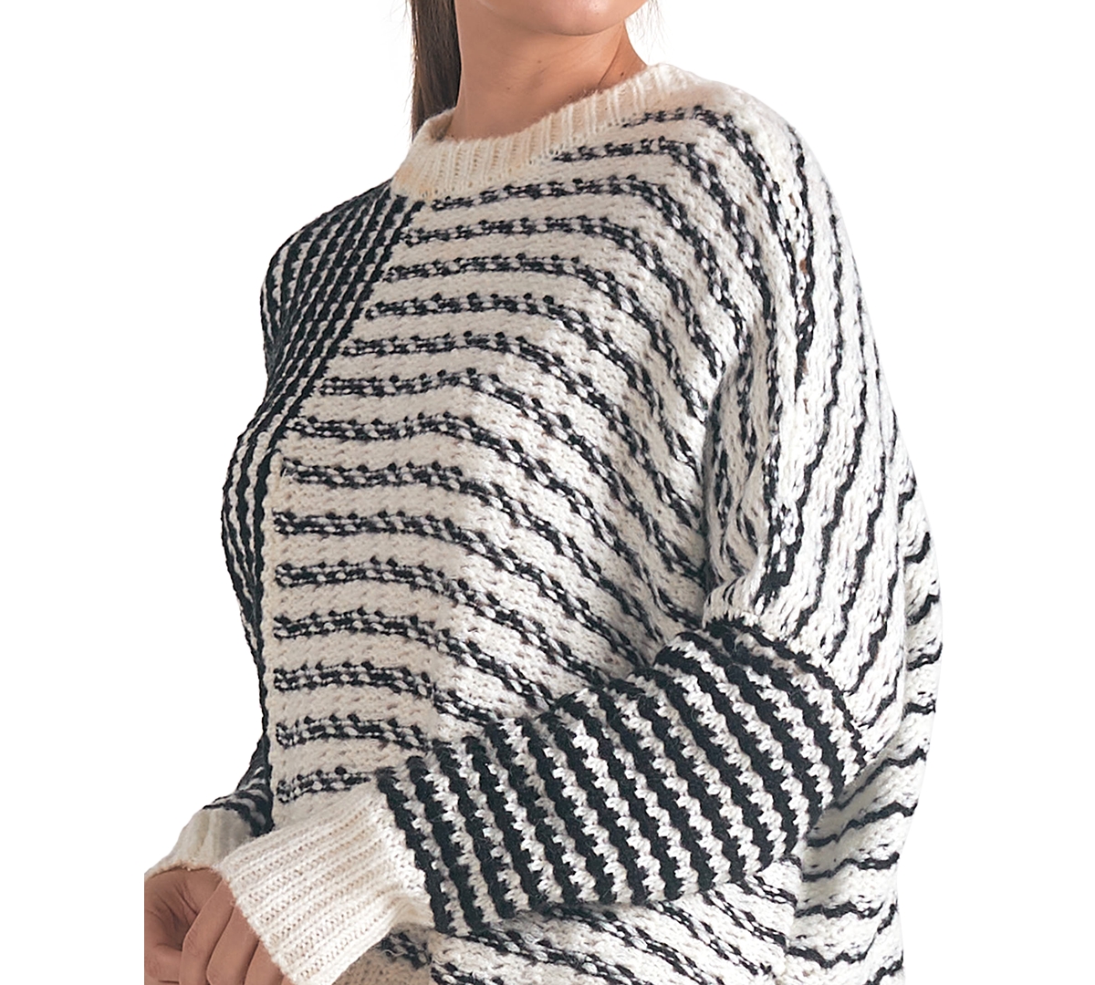 Elan Women's Asymmetrical-Striped Sweater
