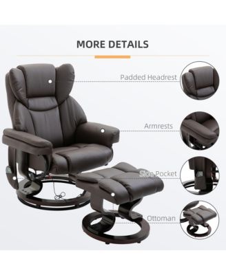 Massage Recliner Chair with Ottoman, 360 Swivel Recliner and Footstool