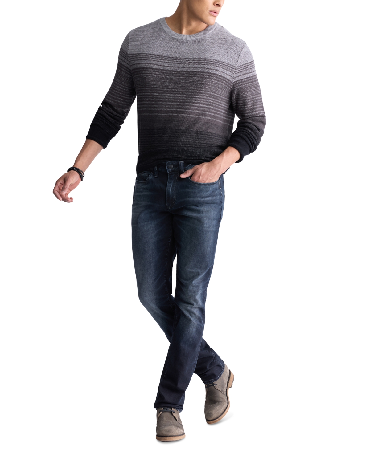 Men's Waldy Gradient Striped Knit Pullover Sweater