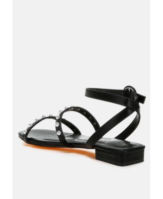 Flippity Studded Ankle Strap Flat Sandals