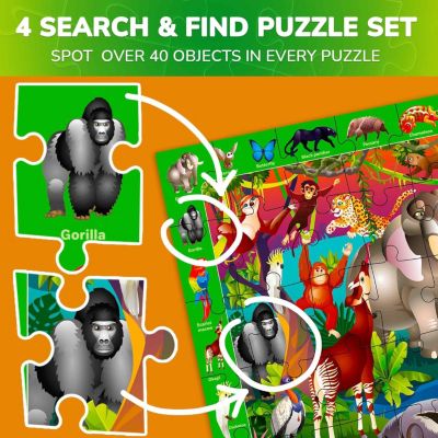 4 x 60 Pieces Puzzles for Kids Ages 4-6 -  Educational Search & Find Toy
