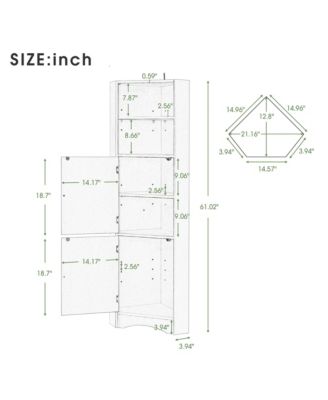 Streamdale Freestanding Bathroom Corner Cabinet with Shelves