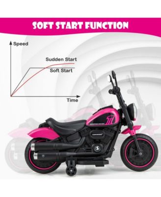 Kids Electric Motorcycle with Training Wheels and LED Headlights-Pink