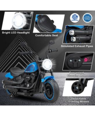 Kids Electric Motorcycle with Training Wheels and LED Headlights-Pink