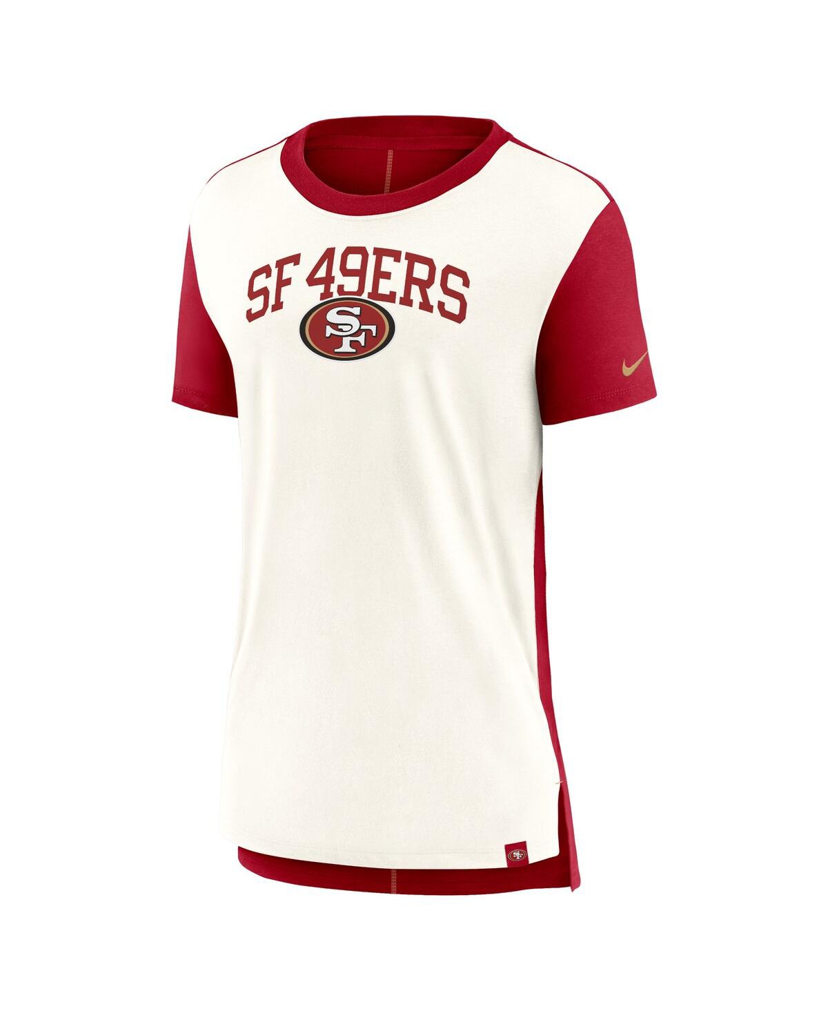 Nike Women's Cream/scarlet San Francisco 49ers Wordmark Tri-blend T-shirt In Cream,scarlet