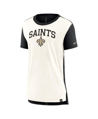 Women's Cream/Black New Orleans Saints Wordmark Tri-Blend T-Shirt
