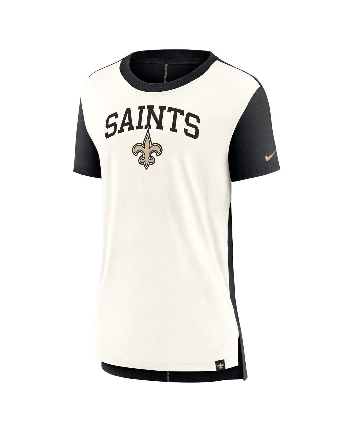 Nike Women's Cream/black New Orleans Saints Wordmark Tri-blend T-shirt In Cream,black