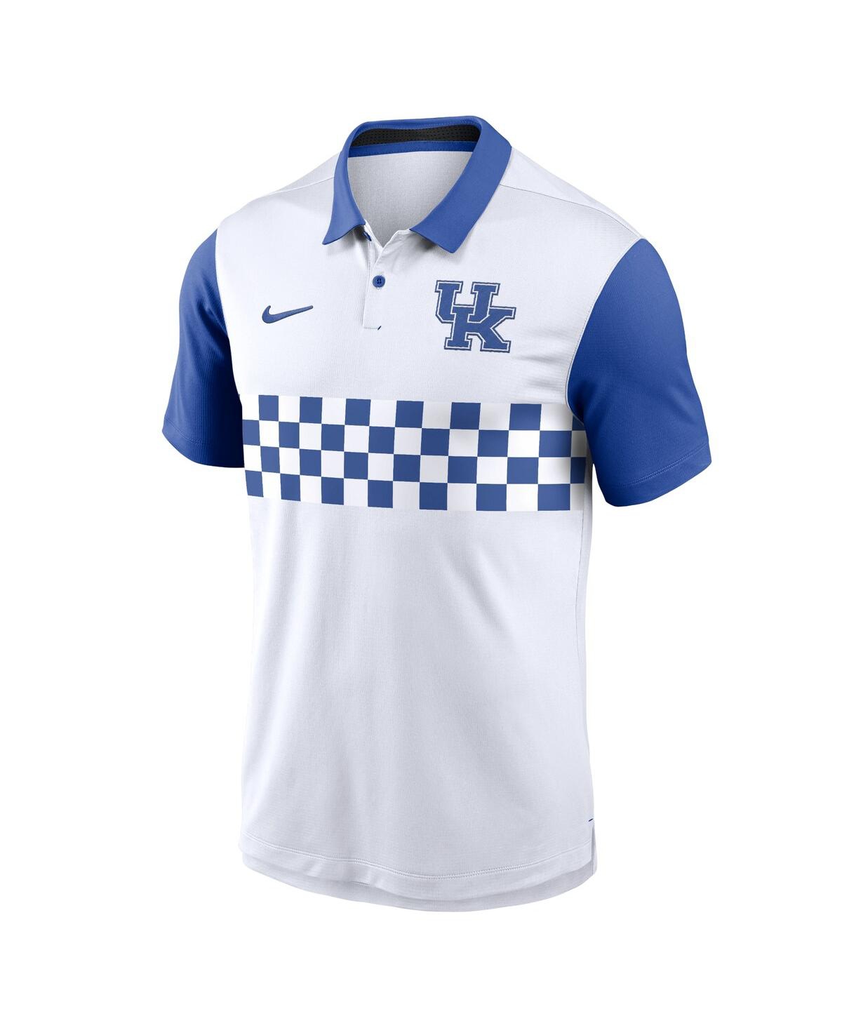 Nike Men's White Kentucky Wildcats Primetime Campus Vapor Performance Polo In White,royal