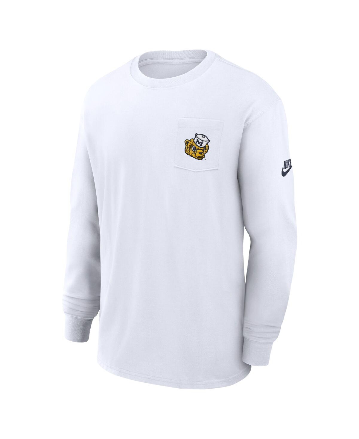 Nike Men'sMichigan Wolverines Legacy Max90 Pocket Long Sleeve T-Shirt - White