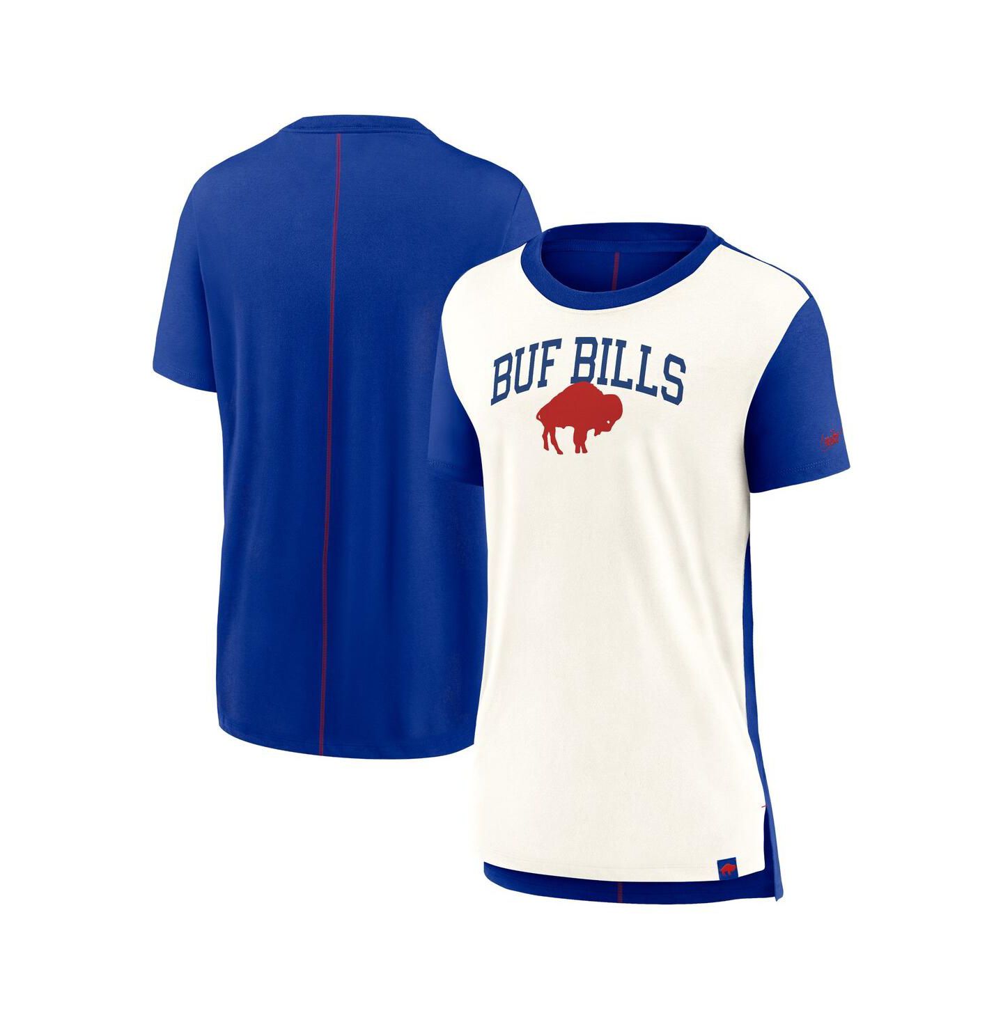 Женская футболка Nike Cream/Royal Buffalo Bills Wordmark Tri-Blend — фото 1
