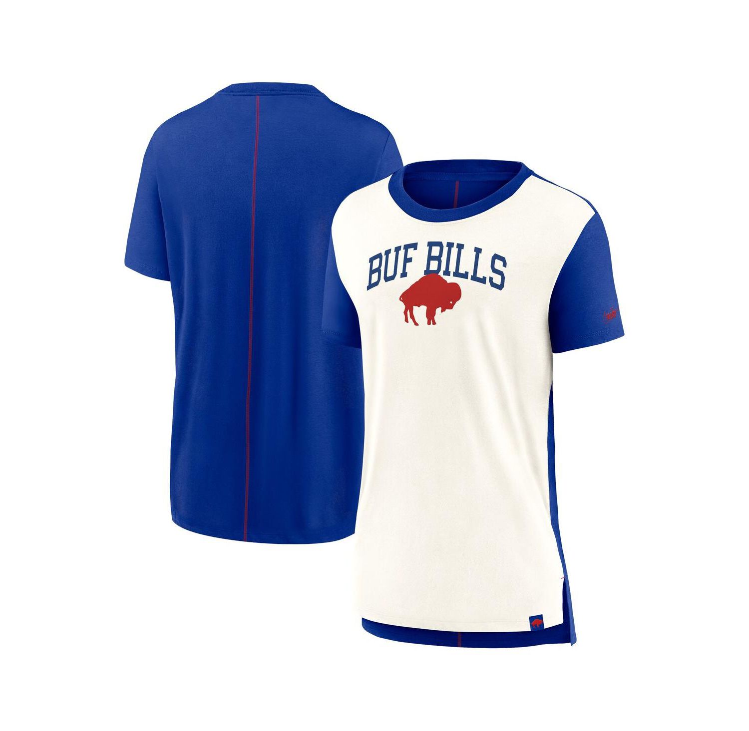 Women's Cream/Royal Buffalo Bills Wordmark Tri-Blend T-Shirt
