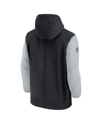 Men's Black/Silver Las Vegas Raiders 2024/25 Sideline Pre-Game Player 1/2-Zip Hoodie Jacket