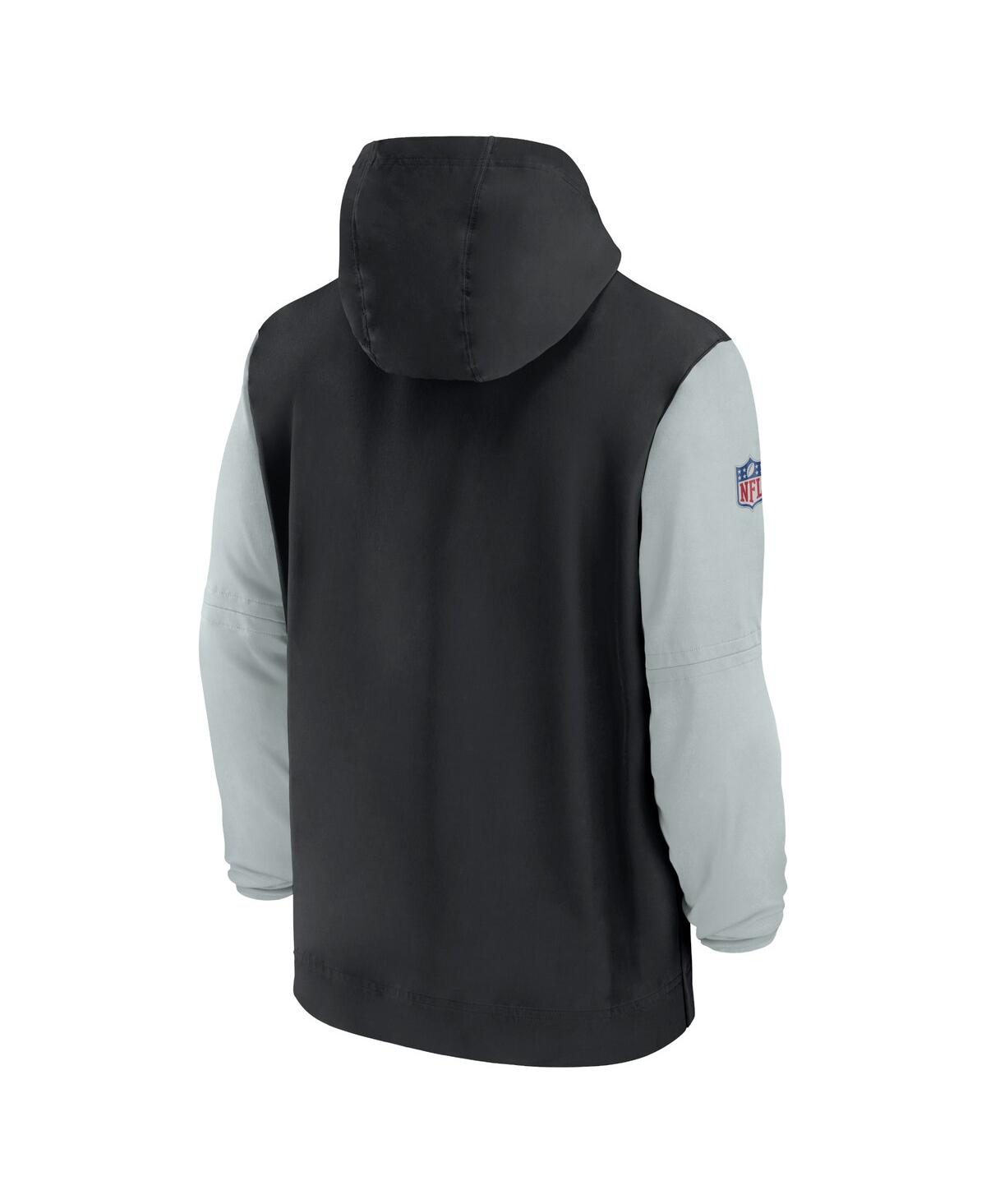 Nike Men'sSilver Las Vegas Raiders 2024/25 Sideline Pre-Game Player 1/2-Zip Hoodie Jacket - Black, Silver