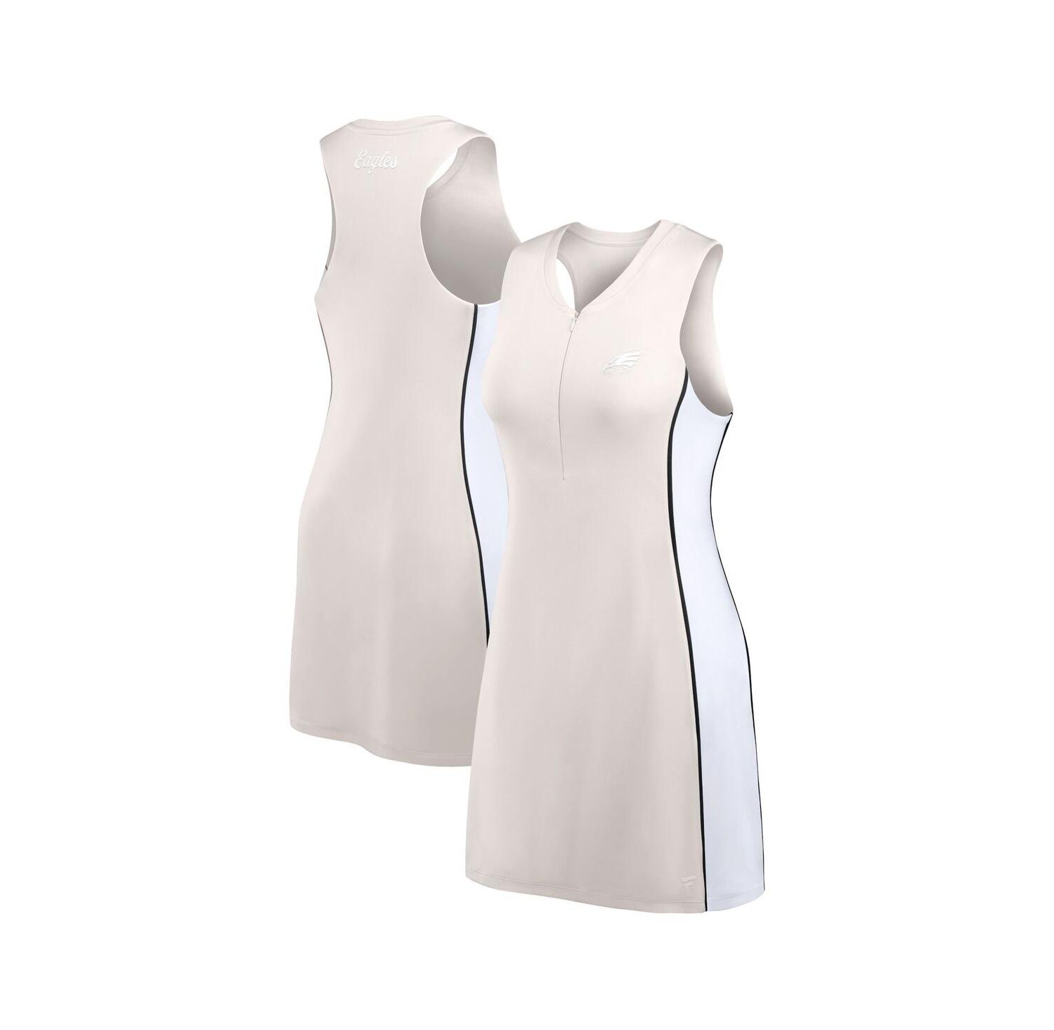 Women's Cream Philadelphia Eagles Studio Boost Athletic Half-Zip Dress