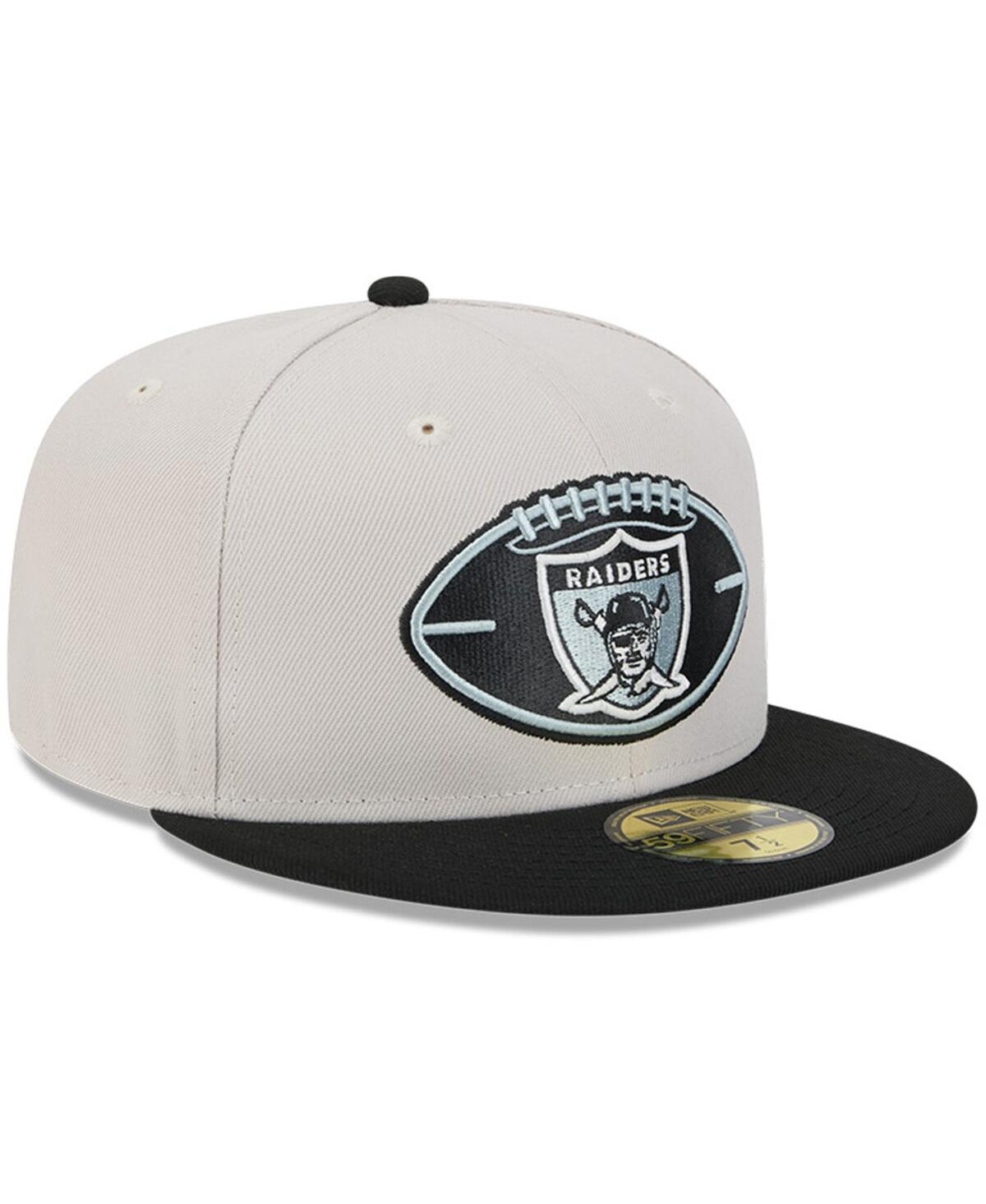 New Era Men'sBlack Las Vegas Raiders 2024 Sideline Historic 59FIFTY Fitted Hat - Stone, Black