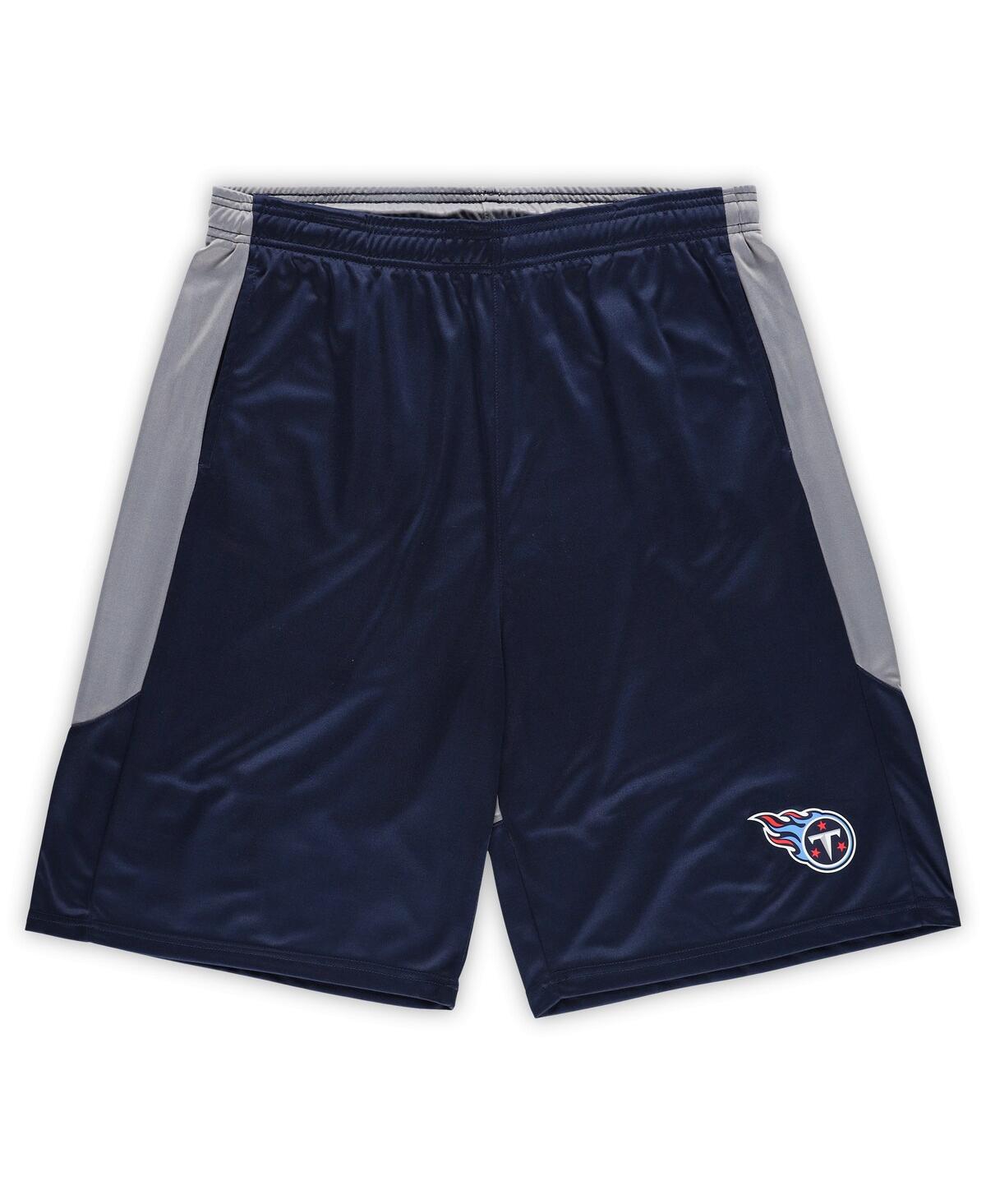 Fanatics Men's Navy Tennessee Titans Big Tall Team Logo Shorts In Navy,silver