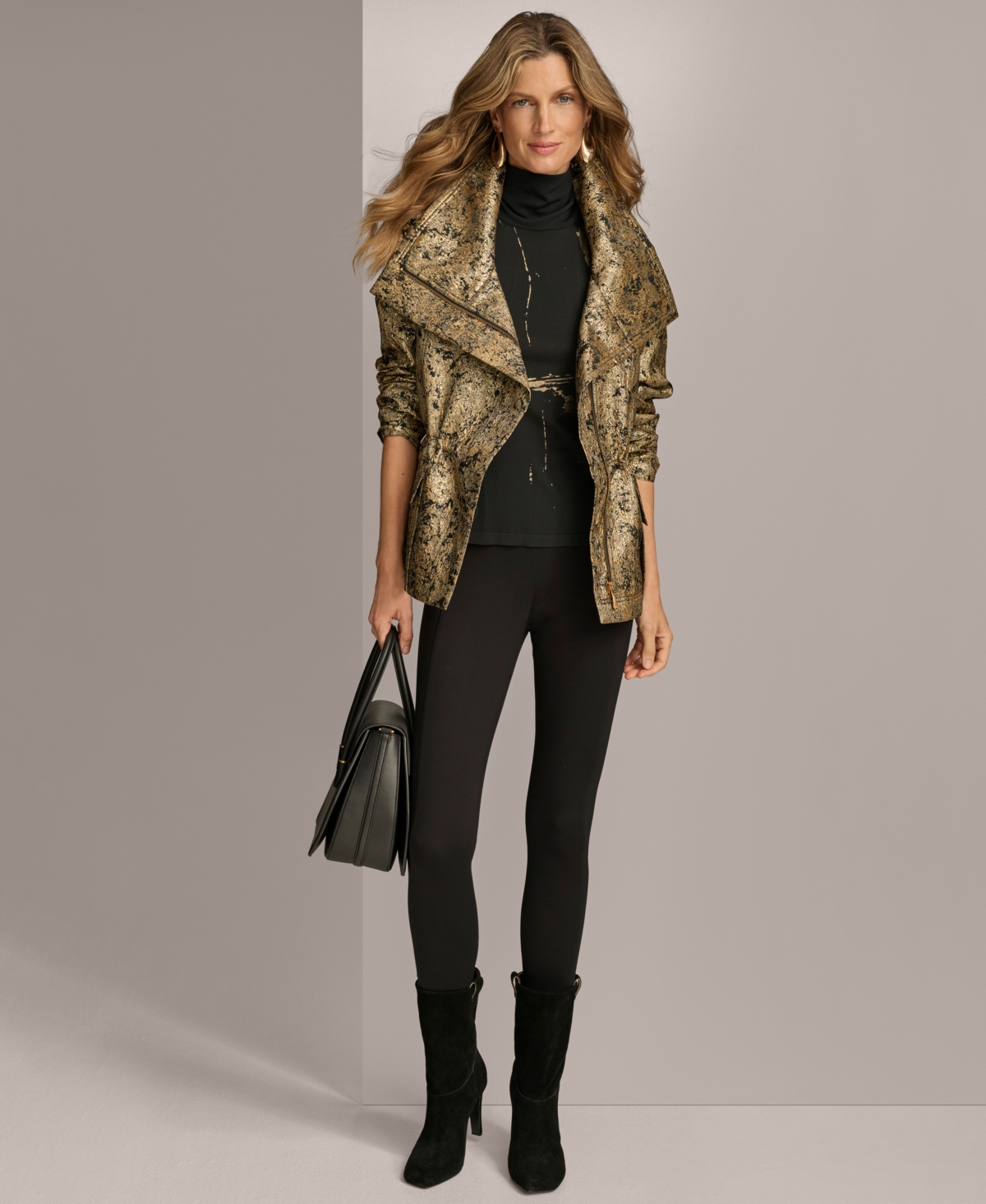Donna Karan New York Women's Metallic Jacquard Jacket -gld Co