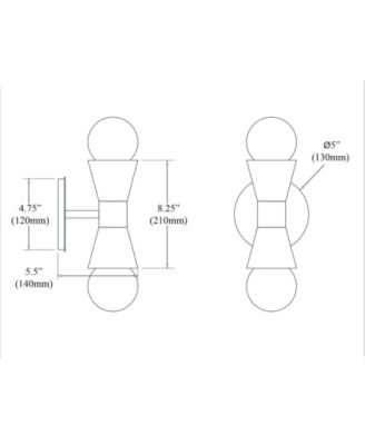 8.25" Metal Fortuna 2 Light Wall Sconce