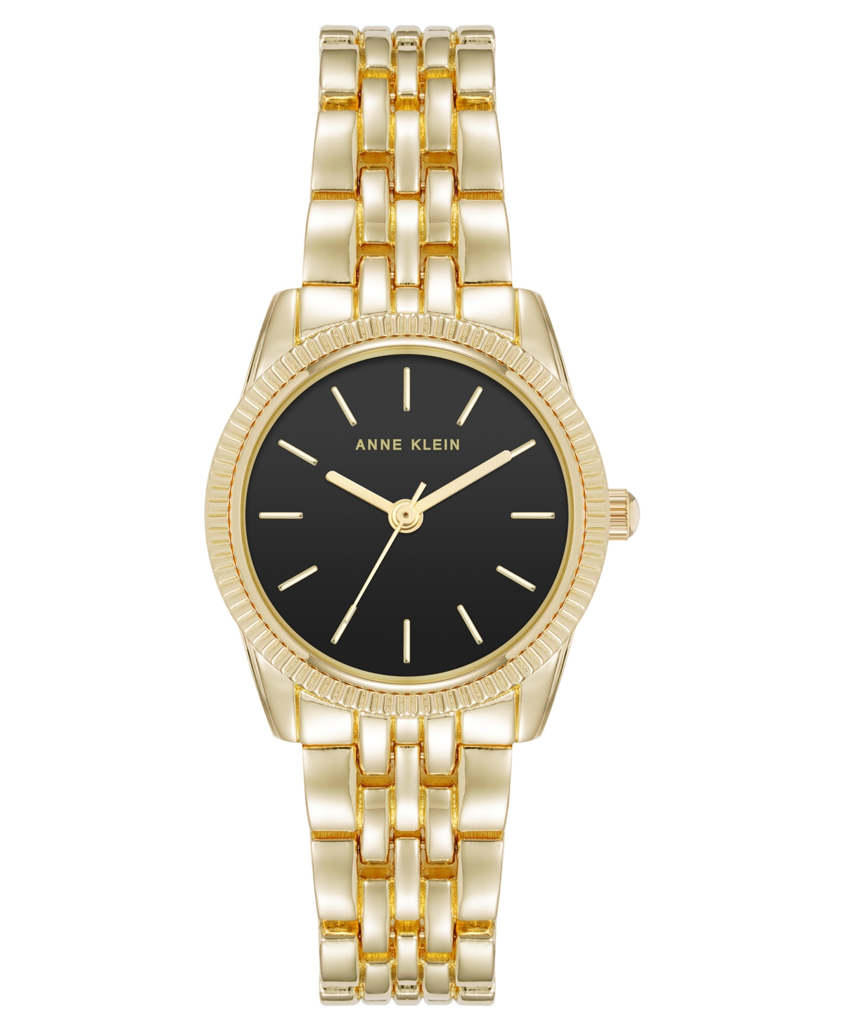 Shop Anne Klein Women's Quartz Casual Coin Edge Black And Gold-tone Alloy Metal Watch, 26mm In Black,gold-tone