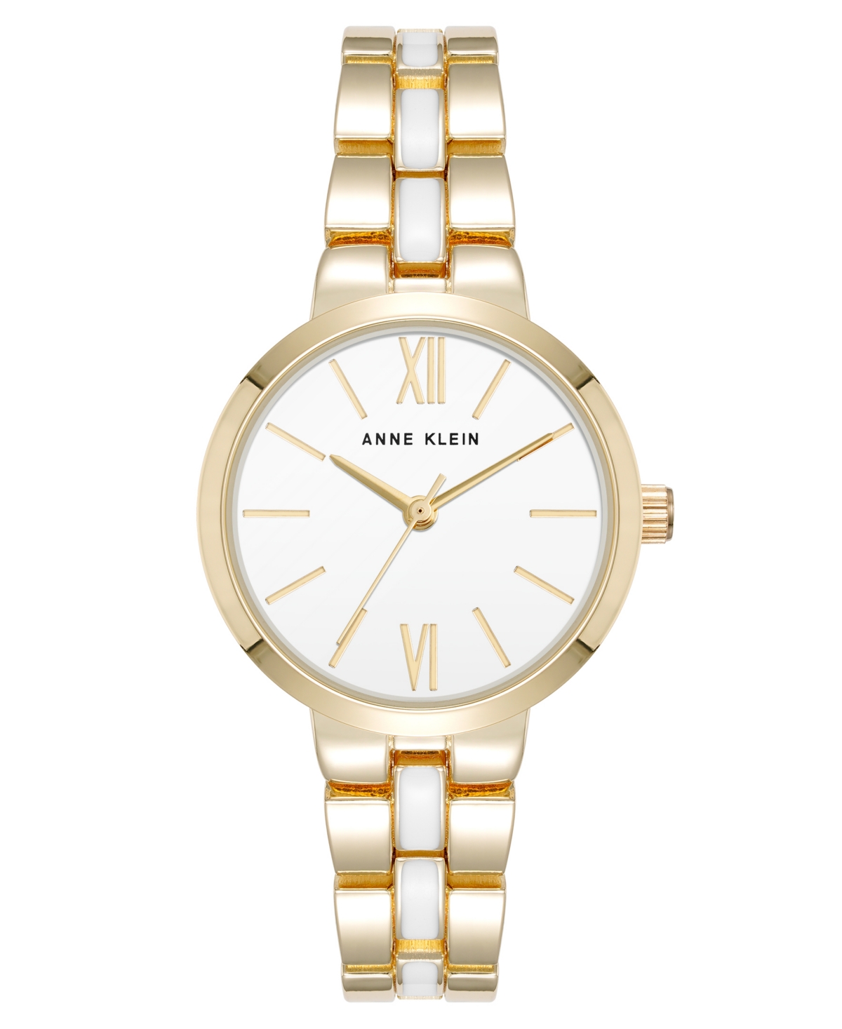 Women's Quartz Modern White Enamel and Gold-Tone Alloy Metal Watch, 30mm - White/Gold-Tone