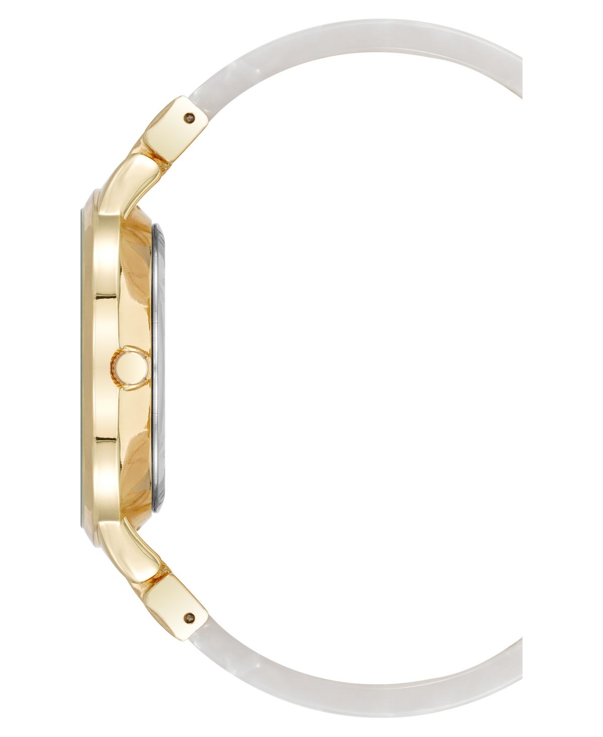 Anne Klein Women's Quartz BoyfriendAcetate and Gold-Tone Metal Alloy Bangle Watch, 35.5mm - White/Gold-Tone
