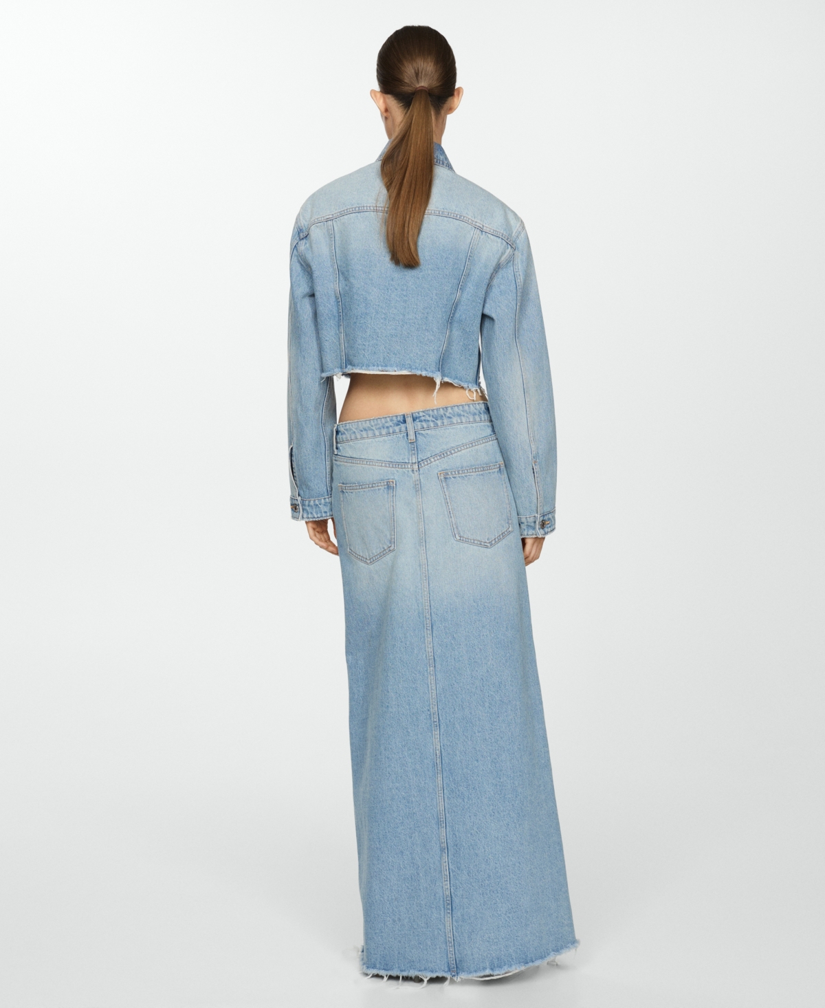 Mango Women's Frayed Hem Denim Skirt