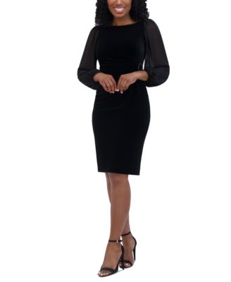 Jessica Howard - Women's Velvet Buckle-Trim Sheath Dress