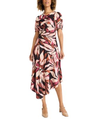knee length dresses for ladies Jackson Smocked Waist Printed Midi Dress A-Line