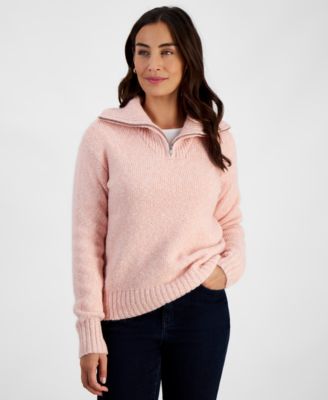 Style & Co - Petite Boucl&eacute;-Knit Quarter-Zip Sweater