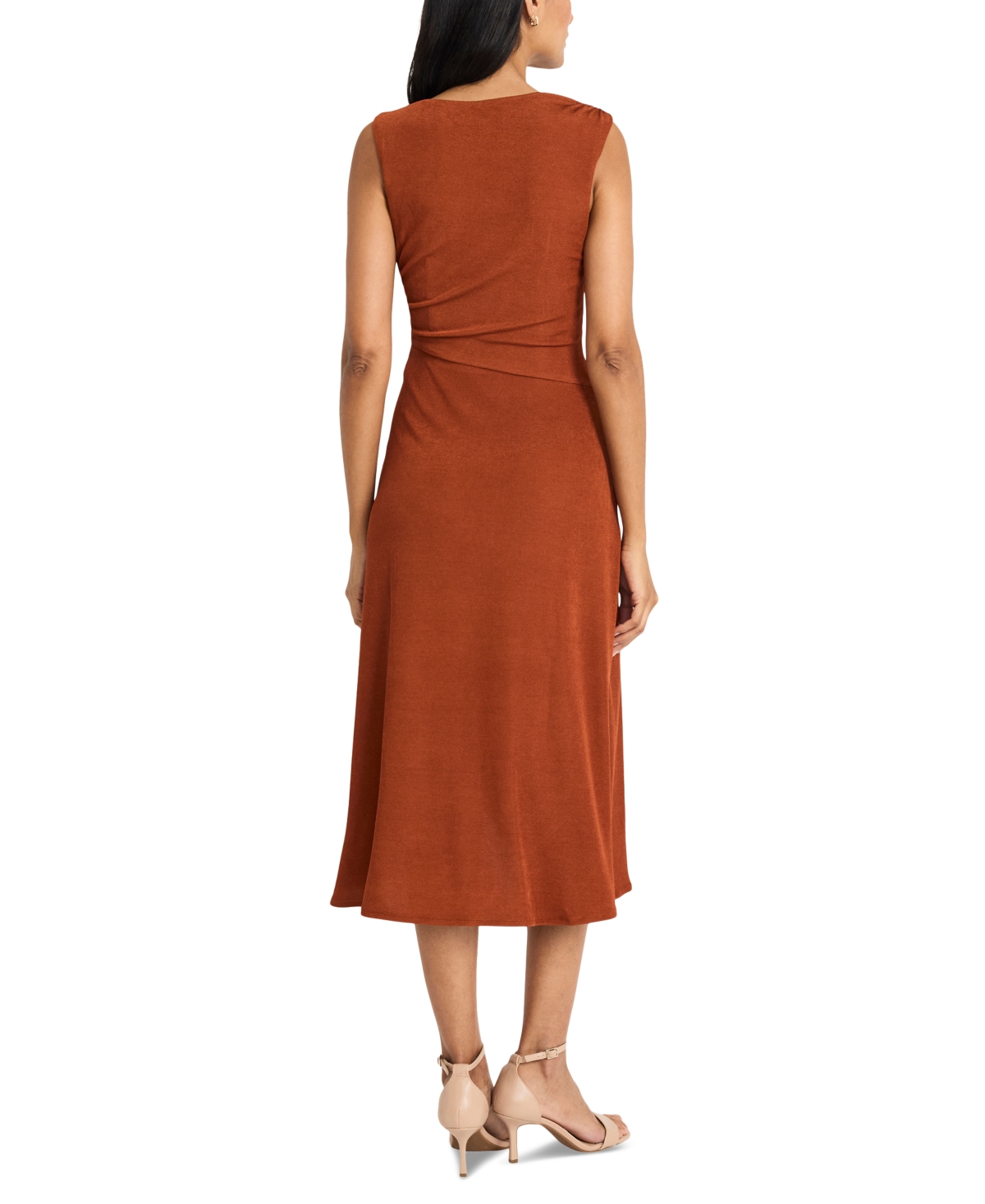 Maggy London Women's Round-Neck Gathered High-Low Dress