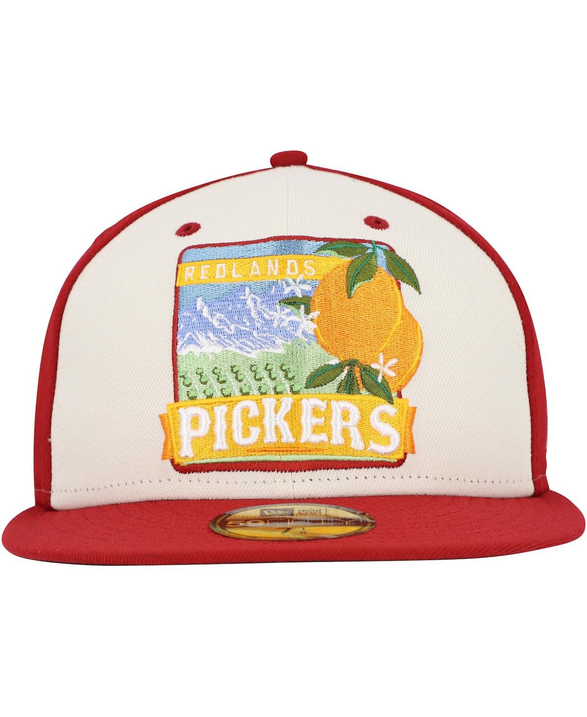 New Era Men's White/red Inland Empire 66ers Theme Night Redlands Pickers 59fifty Fitted Hat In White,red
