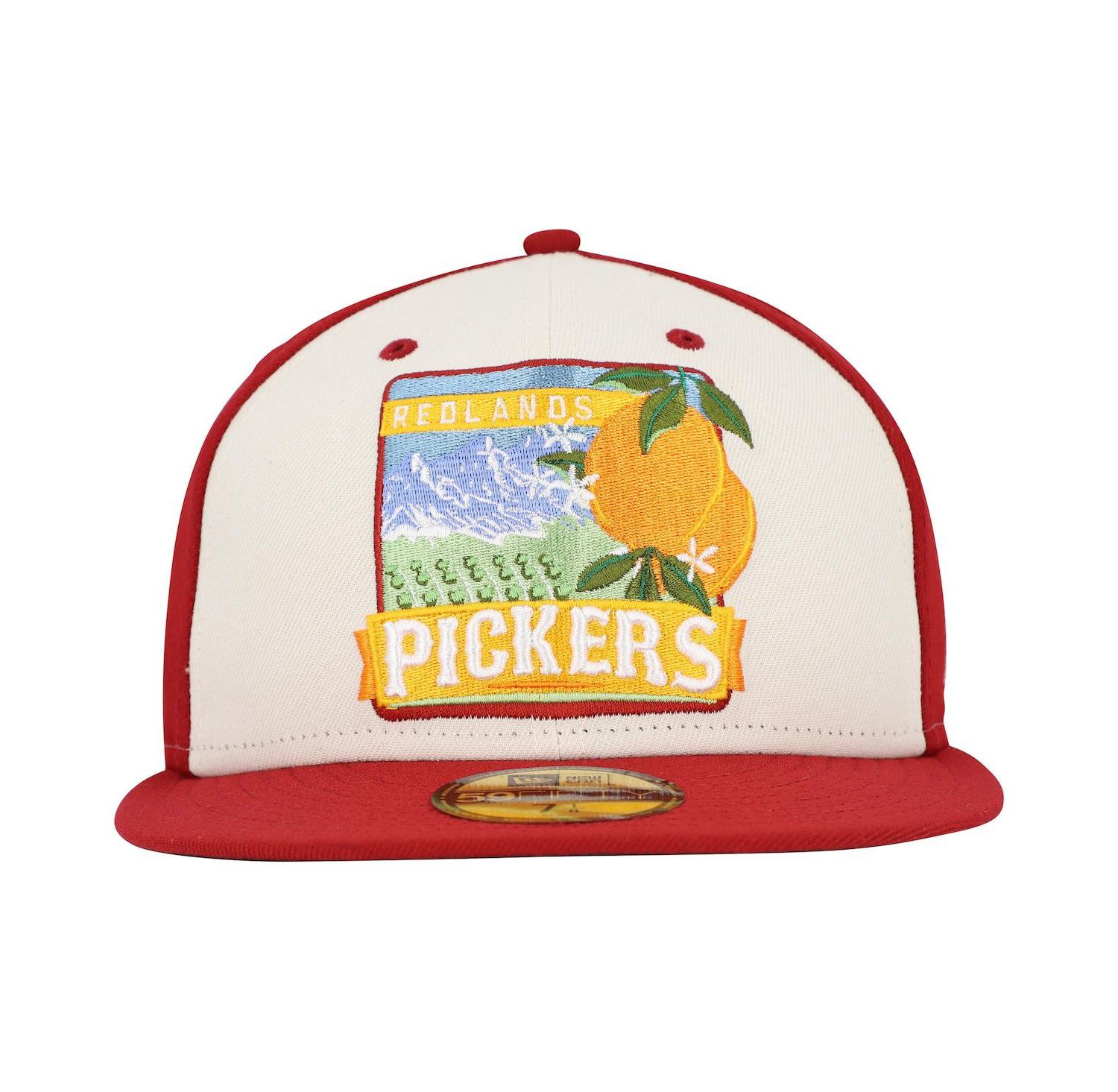 Men's White/Red Inland Empire 66ers Theme Night Redlands Pickers 59FIFTY Fitted Hat