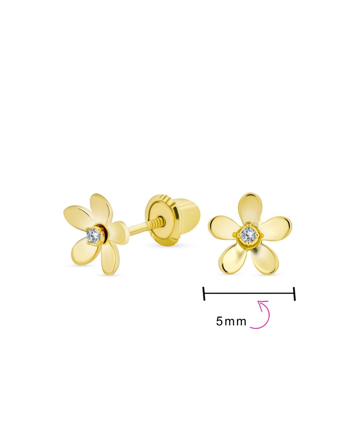 Bling Jewelry Tiny Minimalist Cz Accent Dainty Mini Daisy Flower Stud Earrings For Women Cubic Zirconia14KGold Screw back - Yellow
