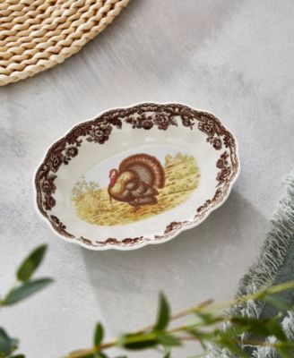 Woodland Turkey Oval Fluted Dish, Set of 2