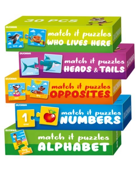 Детские игрушки Quokka 5X Megaset Matching Puzzles, 5-Puzzle Set, Ages 1+, цвет: Cartoonish