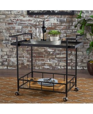 Streamdale Furniture Tempered Glass And Iron Bar Cart For Entertaining - Macy's