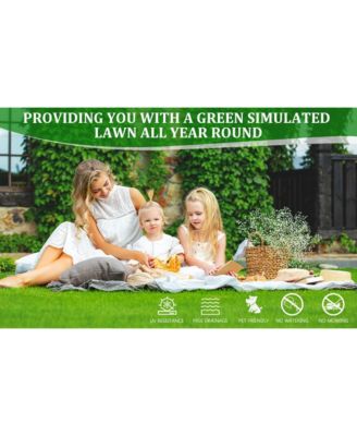 Simplie Fun Outdoor Artificial Grass Runner: Thick Realistic Faux Lawn Roll Decor