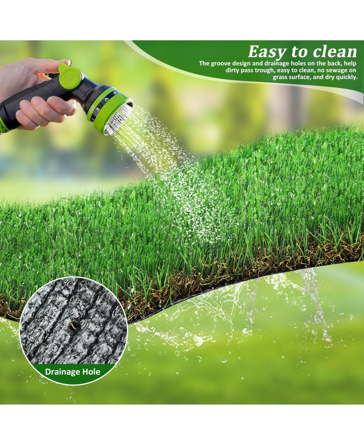 Simplie Fun Outdoor Artificial Grass Runner: Thick Realistic Faux Lawn Roll Decor