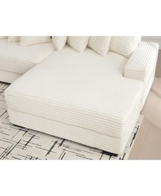 Oversized Velvet L-Shaped Corner Sofa with Pillows