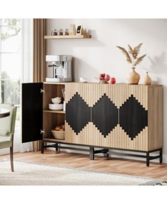 63-Inch FarmYFuse Sideboard Cabinet with Doors and Storage for Kitchen, Dining Room, or Living Room