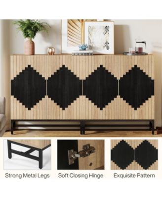 63-Inch FarmYFuse Sideboard Cabinet with Doors and Storage for Kitchen, Dining Room, or Living Room