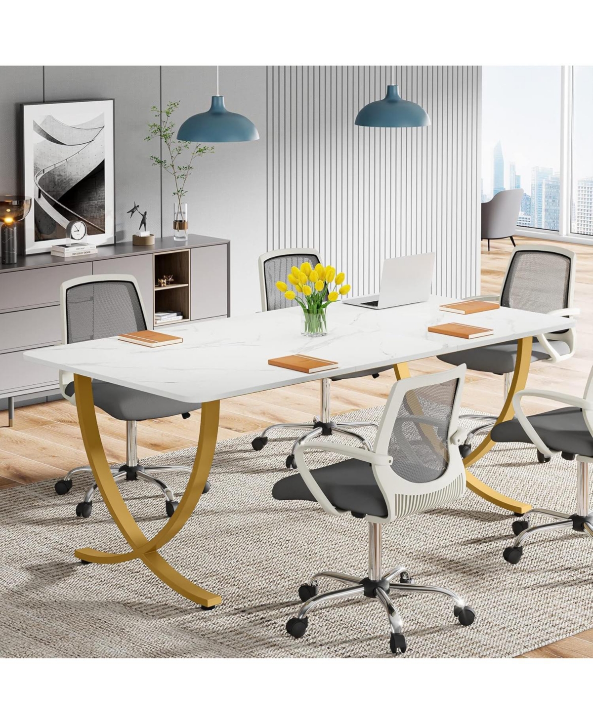 Tribesigns Executive Desk, 63” W x 31.5” D Office Desk, Modern Computer Desk Conference Table Meeting Room Table, Business Furnitu