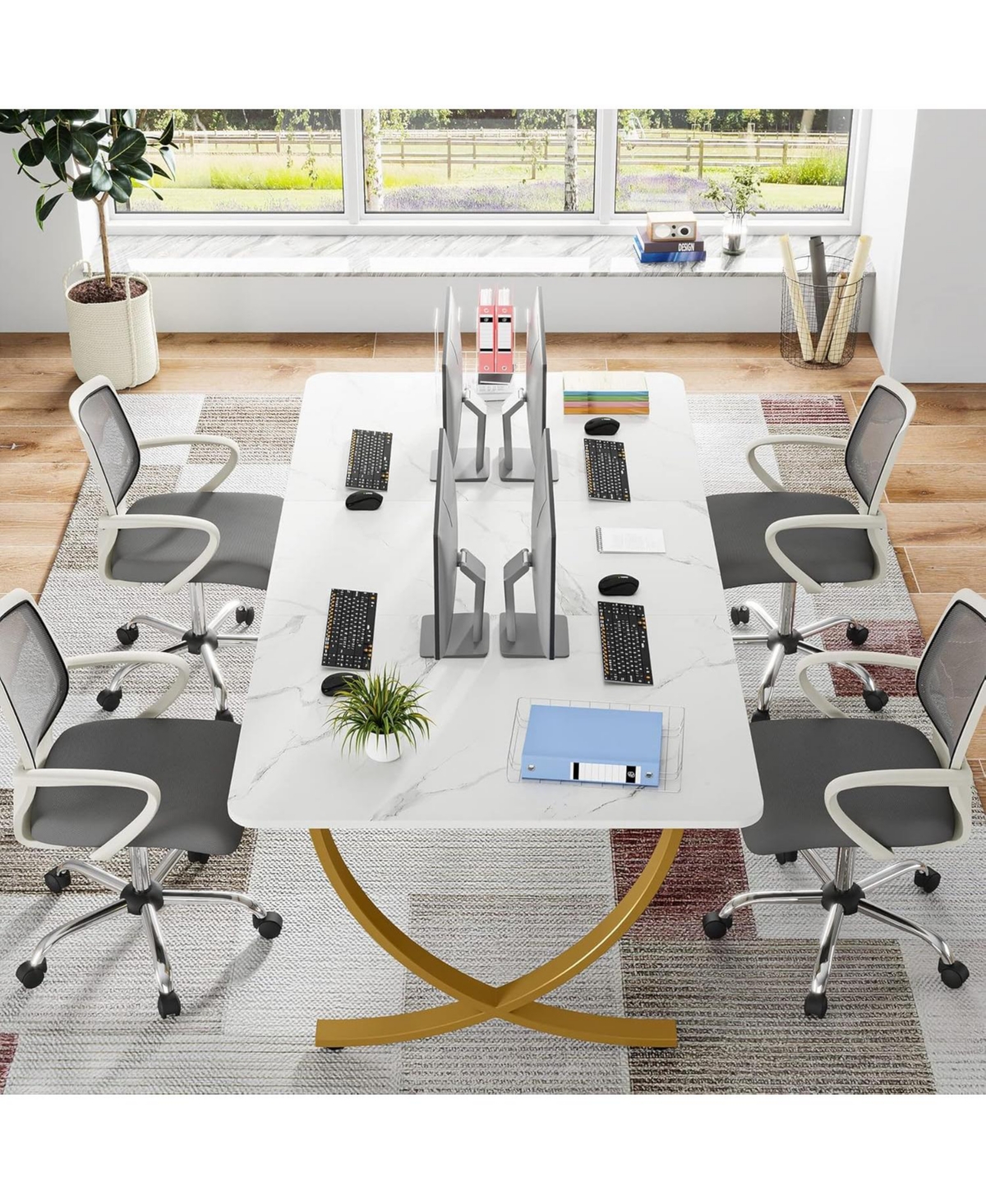 Tribesigns Executive Desk, 63” W x 31.5” D Office Desk, Modern Computer Desk Conference Table Meeting Room Table, Business Furnitu