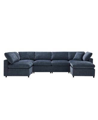 Modern Modular 6-Seat Cloud Sofa Bed with Ottoman