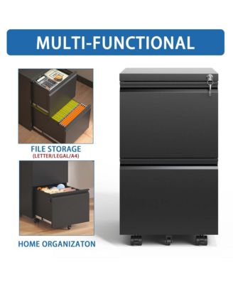 Simplie Fun 2-Drawer Mobile File Cabinet with Lock for Hanging Files (Fully Assembled