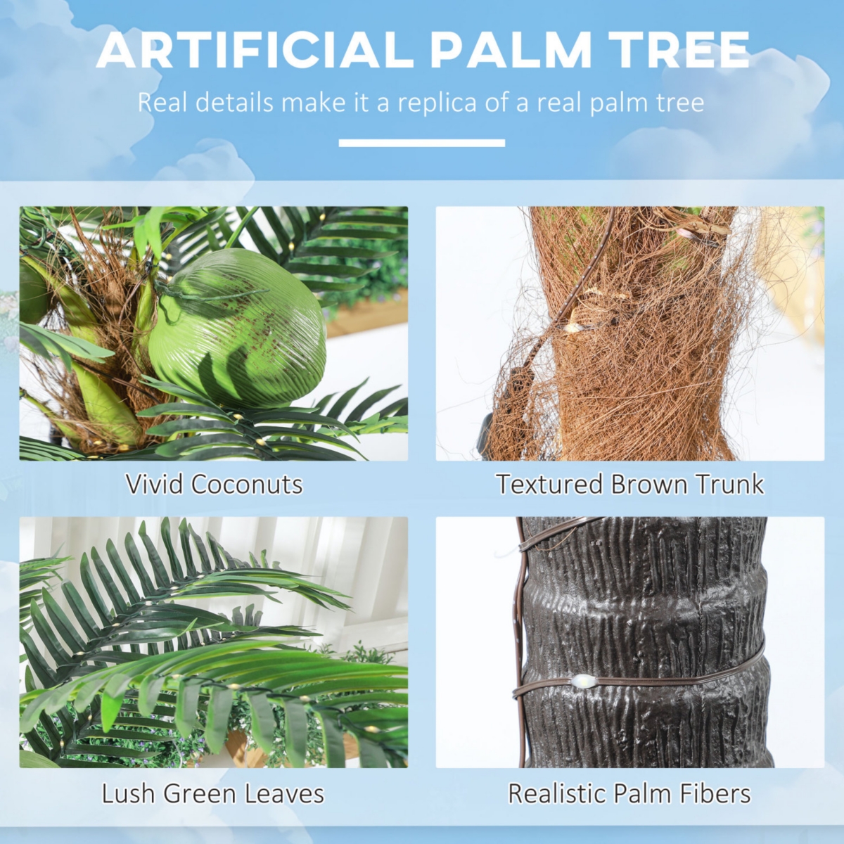 Streamdale Furniture 6' Color-Changing Lighted Palm Tree with Remote for Decor