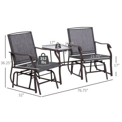 Outdoor Glider Chairs & Coffee Table for Patio & Porch