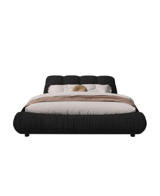 Queen Upholstered Platform Bed with Padded Backrest