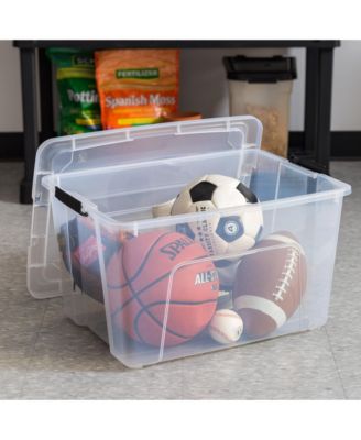 IRIS USA, 60 Quart Stack &amp; Pull Plastic Storage Box with Buckles and Lid, Clear